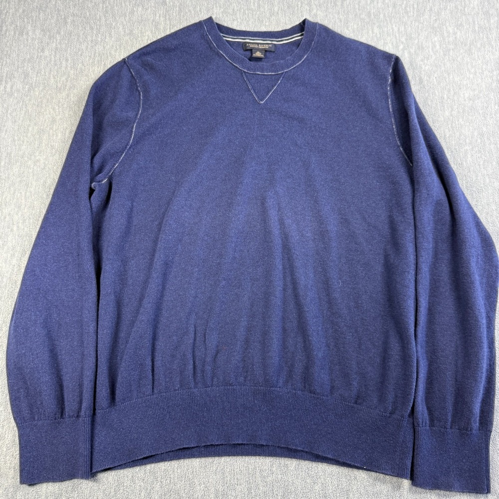 Banana Republic Sweater Mens XL Blue Cotton Cashmere‎ Blend V-Stitch Pullover